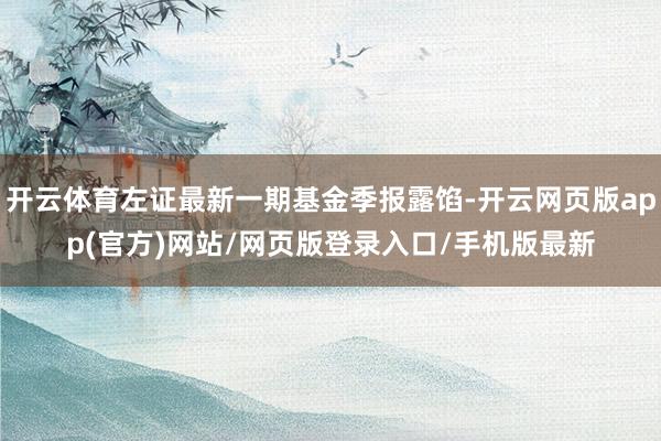 开云体育左证最新一期基金季报露馅-开云网页版app(官方)网站/网页版登录入口/手机版最新