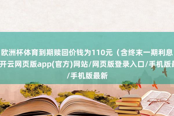 欧洲杯体育到期赎回价钱为110元（含终末一期利息）-开云网页版app(官方)网站/网页版登录入口/手机版最新